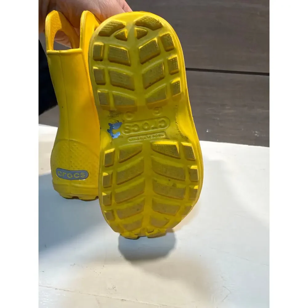Crocs Kids Handle It Rain Boots Yellow Waterproof Casual Toddler Sz 8